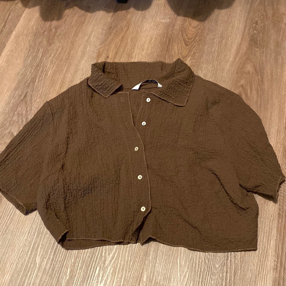 Zara Crop Polo Top